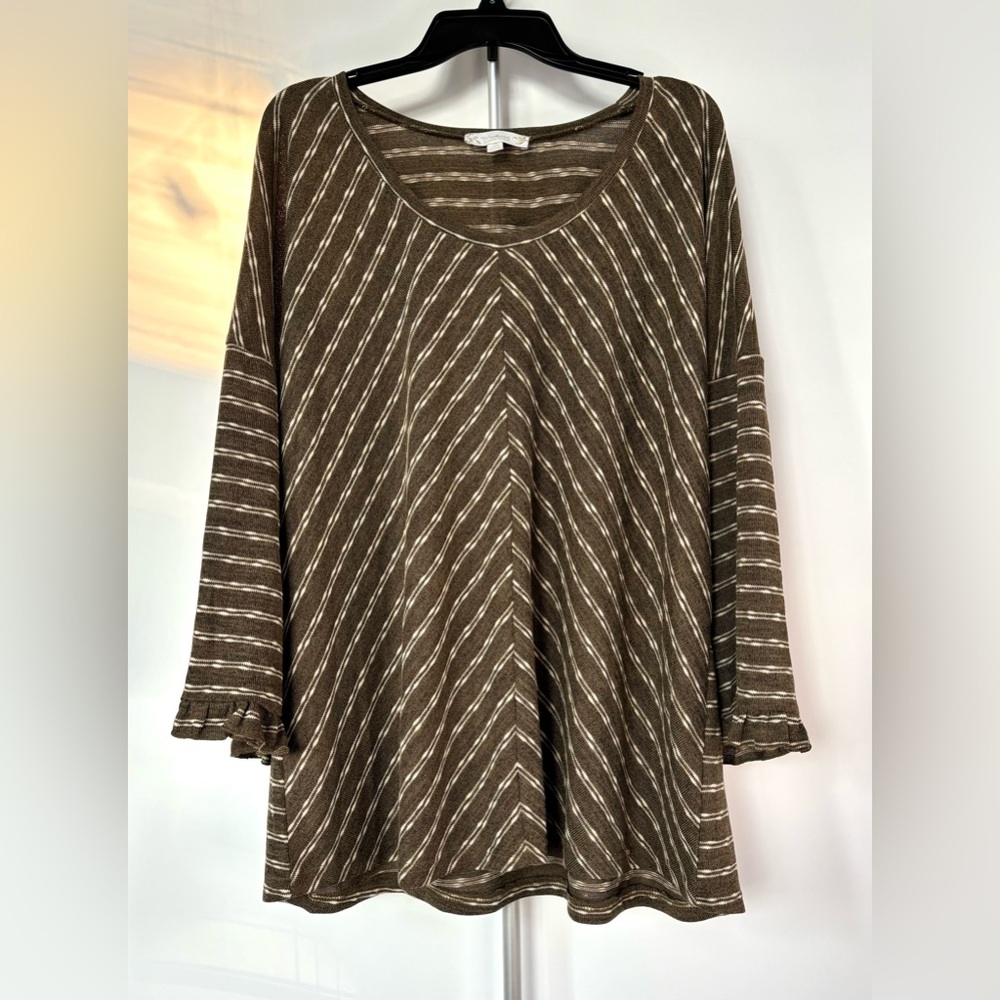Susanne Betro Transitional‎ Knit Sweater Tunic with 3/4” Ruffle Sleeves Sz 3X